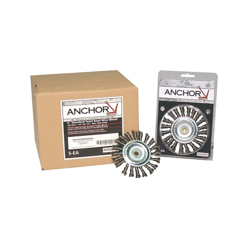 Anchor Brand Knot Wheel Brush, 4 pulgadas DX 5/8 pulgadas - 11, alambre de acero al carbono de 0,014 pulgadas - 1 por EA - 94874