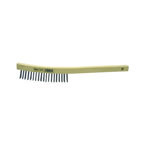 Weiler Curved Handle Scratch Brush, 14 In, 3 X 19 Rows, Steel Wire, Wood Handle - 1 per EA - 44053