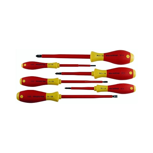 Wiha Tools Softfinish Insulated Screwdriver Set, Metric, Includes 3-Phillips/3-Slotted, 6-Pc - 1 per ST - 32092