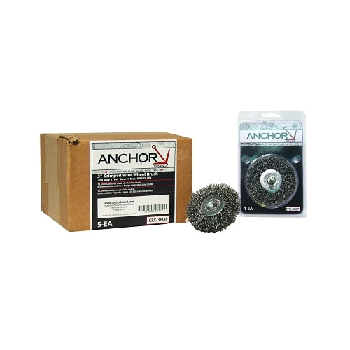 Anchor Brand Crimped Wheel Brush, 3 Inches D, .014 Inches Carbon Steel Wire, Pop - 1 per EA - 93728