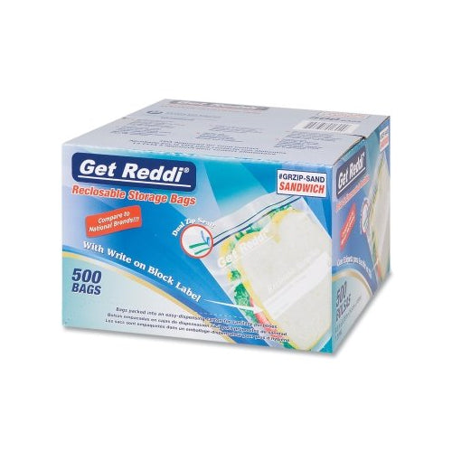 Get Reddi Double Zipper Reclosable Bags, 6.5 Inches X 5.9 In, 1.2 Mil, Sandwhich - 1 per BX - GRZIP-SAND