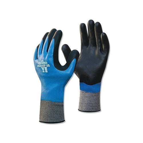 Showa Nitrile, Cut Resistant Gloves, Size 2Xl, 4 Ansi/Isea Cut Level, Black, Blue - 12 per DZ - STEX377XXL10