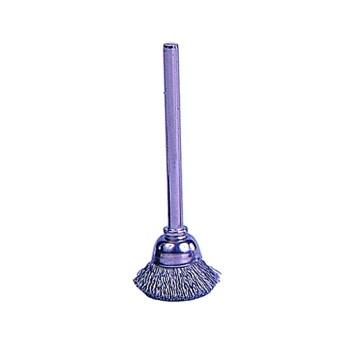 Weiler Miniature Stem-Mounted Cup Brush, 5/8 Inches Dia., .005 Inches Steel Wire - 1 per EA - 26074