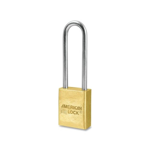 American Lock Solid Brass Padlock, 1/4 Inches Dia, 3 Inches L, 3/4 Inches W, Keyed Different - 1 per EA - A42