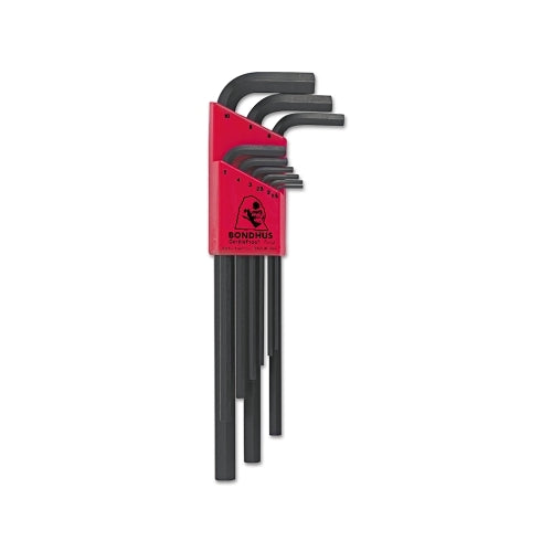 Bondhus Hex L-Wrench Key Set, 9 Per Holder, Hex Tip, Metric, 1-1/2 Mm To 9 Mm - 1 per ST - 12199