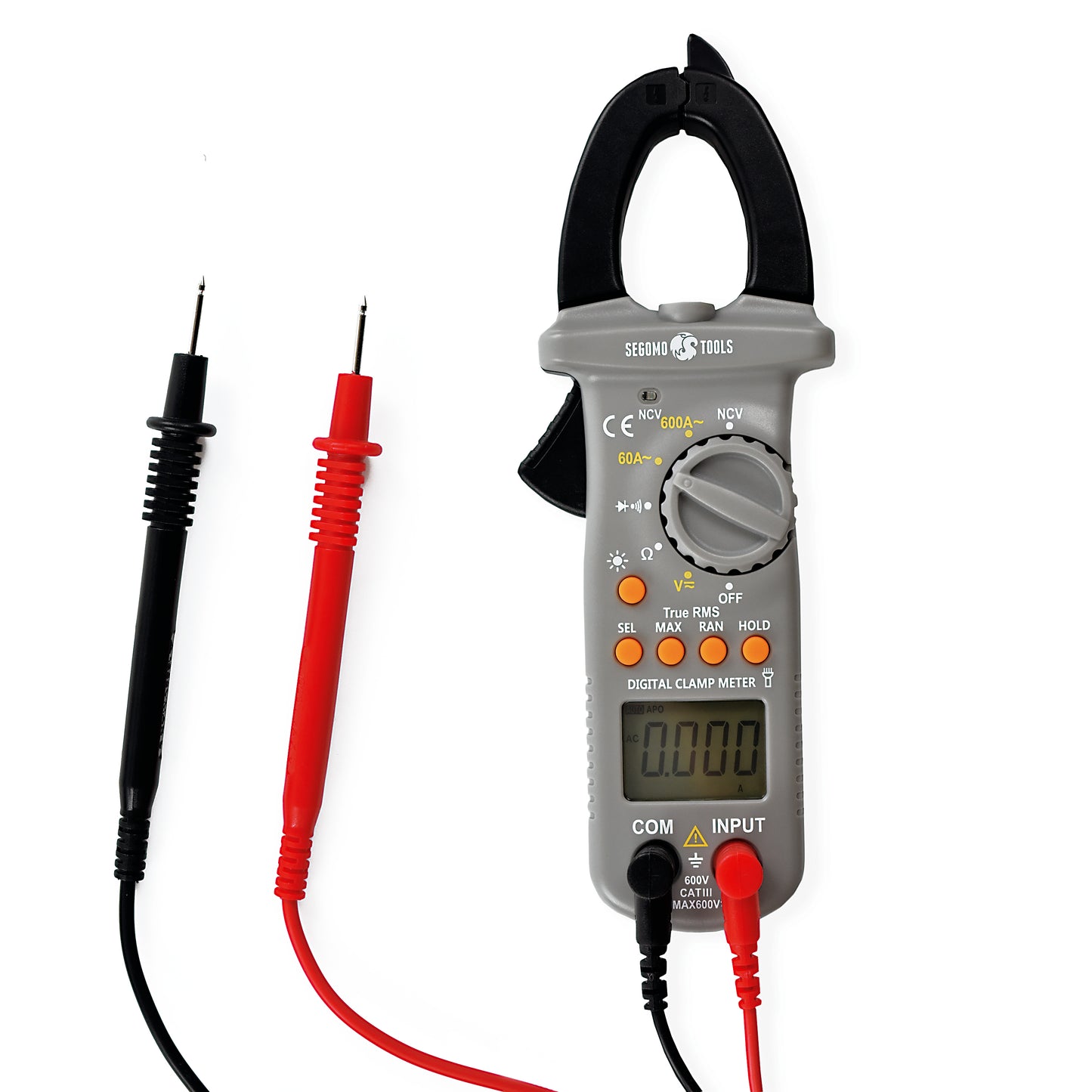Segomo Tools TRMS 6000 points de tension et courant alternatif, résistance, continuité et diode, pince multimètre numérique à plage automatique - DCM1 