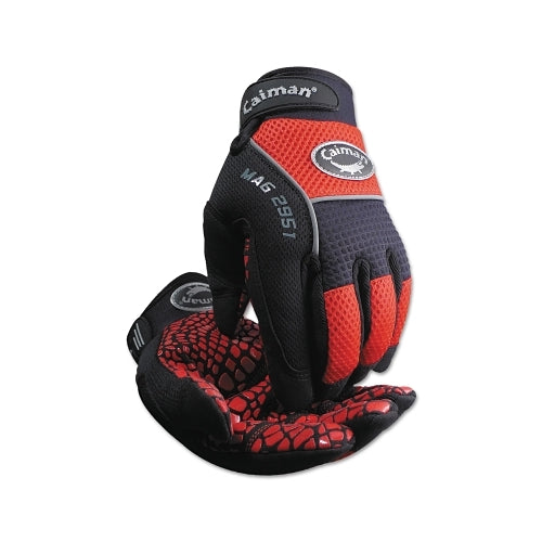 Caiman Silicon Grip Gloves, Medium, Red/Black - 1 per PR - 2951M