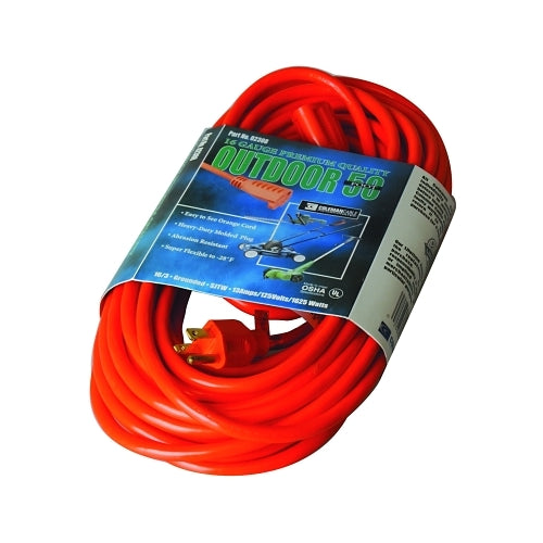 Southwire Vinyl Extension Cord, 50 Ft, 1 Outlet, Orange - 1 per EA - 023088803