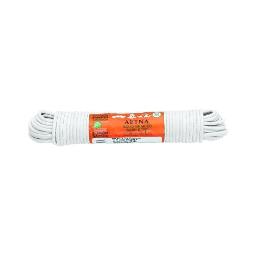 Samson Rope Interlocked Sash Cord, 800 Lb Capacity, 100 Ft, Cotton, White - 1 per EA - 002016001060