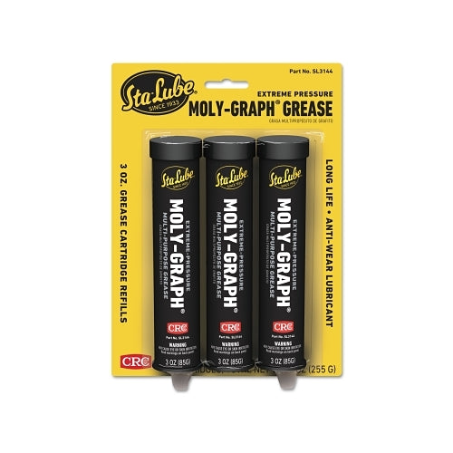 Crc Sta-Lube Extreme Pressure Moly-Graph Multi-Purpose Grease, 3 Oz Ea, Cartridge Refills, 3 Wt Oz Ea, Nlgi Grade 2 - 6 per CS - SL3144