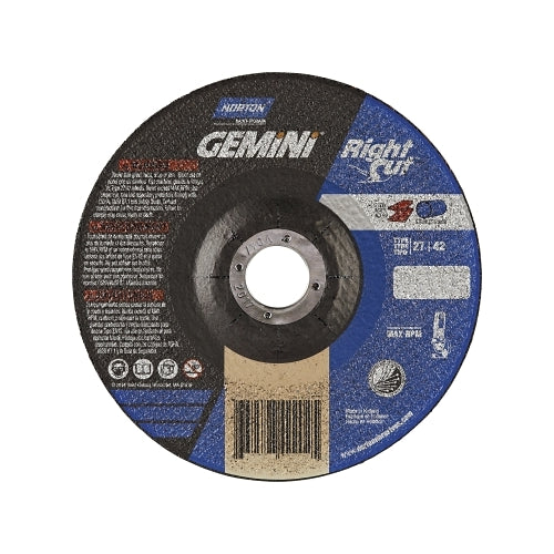 Norton Gemini Rightcut Right Angle Cut-Off Wheel, Type 01/41, 4-1/2 Inches Dia X 0.045 Inches Thick X 7/8 Inches Arbor, 25 Ea/Box - 25 per BOX - 66252823602