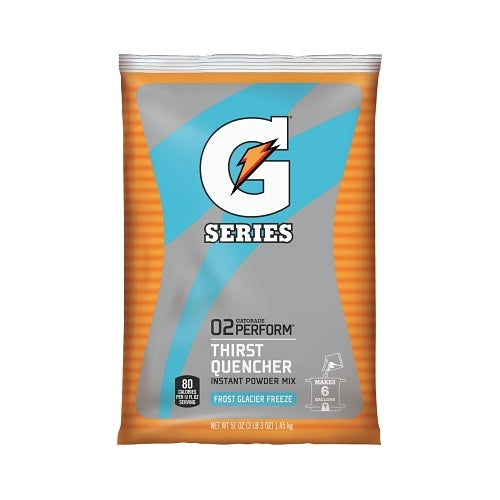 Gatorade G Series 02 Perform Thirst Quencher Instant Powder, 51 Oz, Pouch, 6 Gal Yield, Glacier Freeze - 14 per CA - 33676
