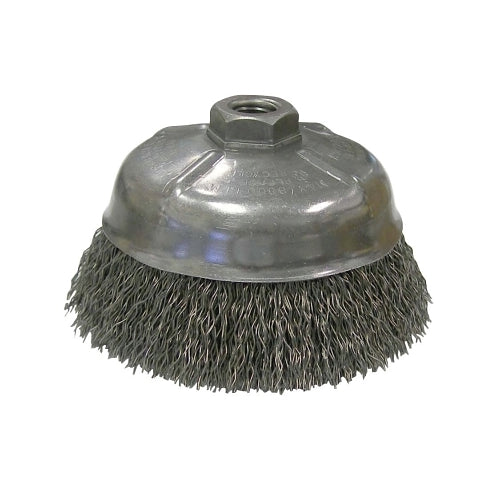Weiler Crimped Wire Cup Brush, 5 Inches Dia., 5/8-11 Unc Arbor, .020 Steel Wire - 1 per EA - 14216