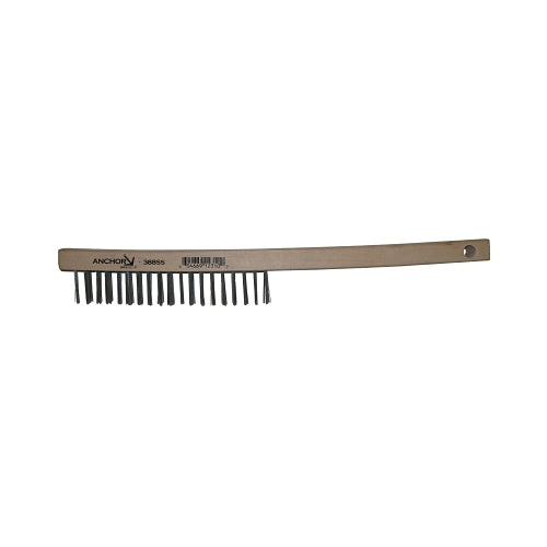 Anchor Brand Hand Scratch Brush, 3 X 19 Rows, Stainless Steel Wire, Curved Wood Handle - 1 per EA - 94923