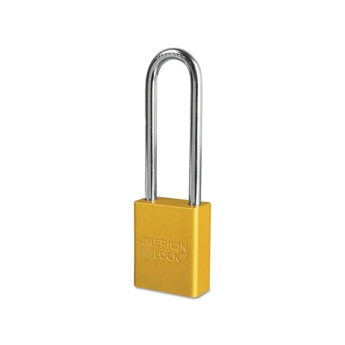 American Lock Solid Aluminum Padlocks, 1/4 Inches Dia, 3 Inches L X 3/4 Inches W, Yellow - 1 per EA - A1107YLW