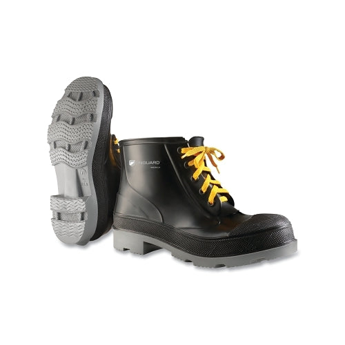 Onguard Polygoliath Rubber Ankle Boots, Plain Toe, Men'S 7, 6 Inches Lace-Up Boot, Polyurethane/Pvc, Black/Gray - 1 per PR - 8610300.07