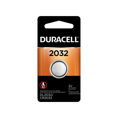 Duracell Lithium Battery, Coin Cell, 3V, 2032, 1 Ea/Pk - 6 per CT - DURDL2032BPK