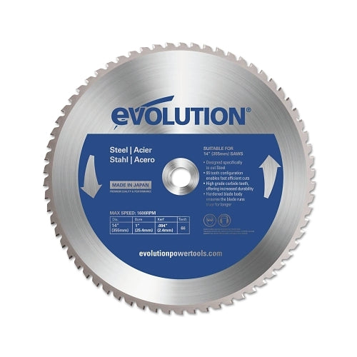 Evolution Tct Metal-Cutting Blade, 14 In, 1 Inches Arbor, 1600 Rpm, 66 Teeth - 1 per EA - 14BLADEST