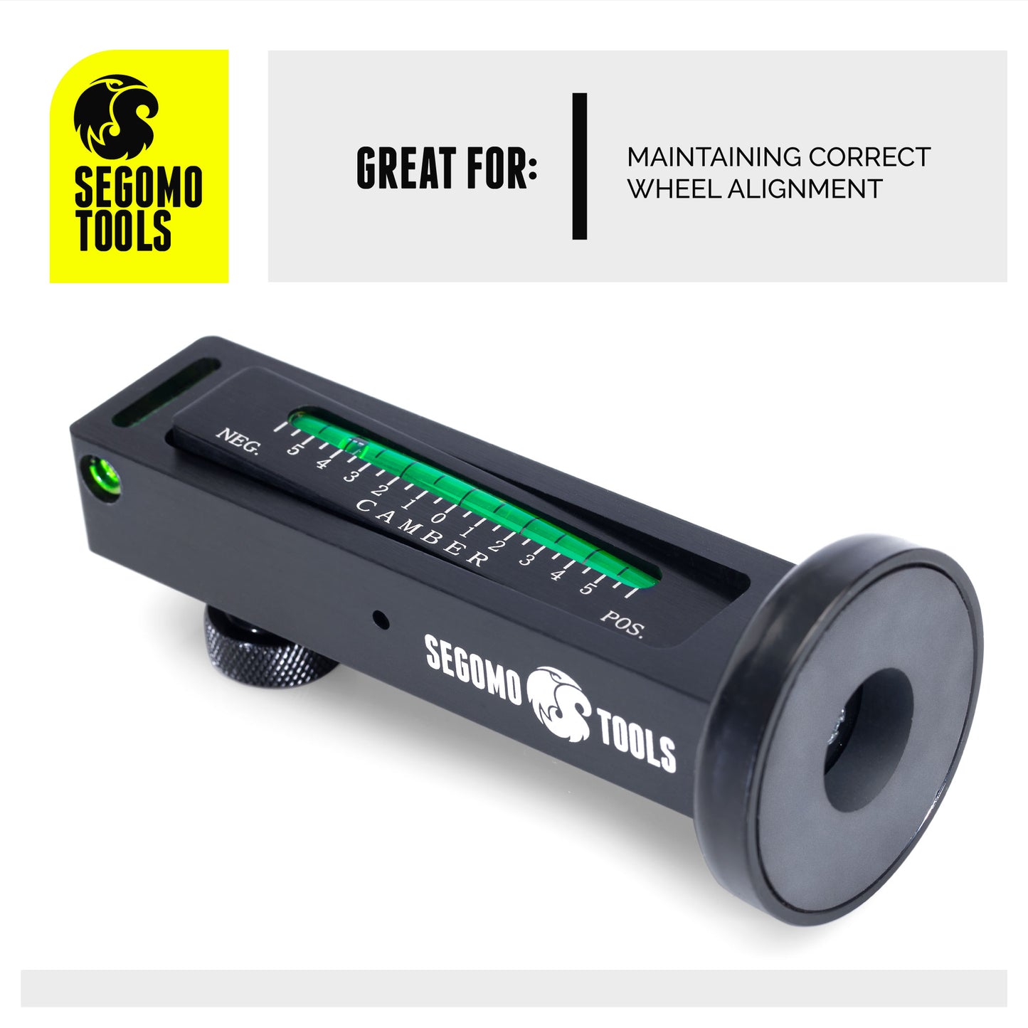 Segomo Tools Herramienta de alineación de puntal de calibre de rueda giratoria/inclinación magnética universal ajustable para automóviles/camiones/reparación de neumáticos - WCC01