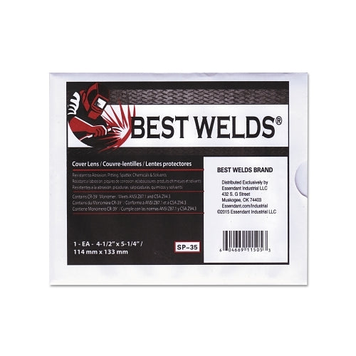 Best Welds Cover Lens, Scratch/Static Resistant, 4-1/2 Inches X 5-1/4 In, 70% Cr-39 Plastic - 1 per EA - SP35