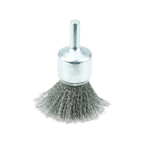 Brosse à extrémité solide en fil serti Weiler, acier, fil de 3/4 pouces de diamètre X 0,006 pouces, 22 000 tr/min - 1 par EA - 10005