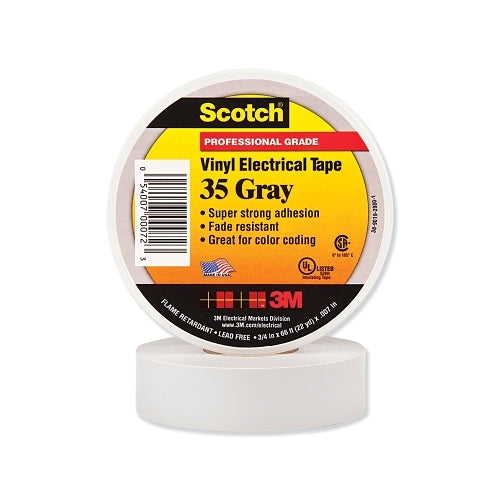 Scotch Vinyl Electrical Color Coding Tape 35, 3/4 Inches X 66 Ft, Gray - 1 per RL - 7000006099