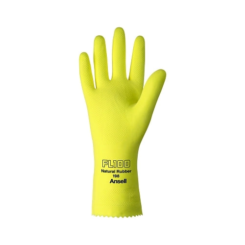 Ansell Unsupported Latex Gloves, 10, Natural Latex, Flock Lined, Yellow - 12 per DZ - 185752