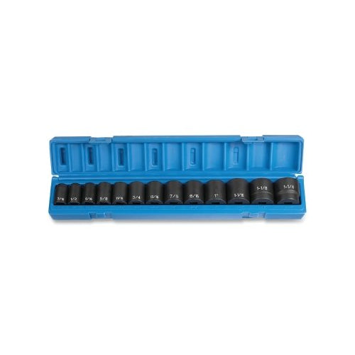 Grey Pneumatic Impact Socket Set, 1/2 Inches Drive, Sae, 6-Point, 7/16 Inches To 1-1/4 Inches Socket Size, 13-Pc Standard Length - 1 per EA - 1312