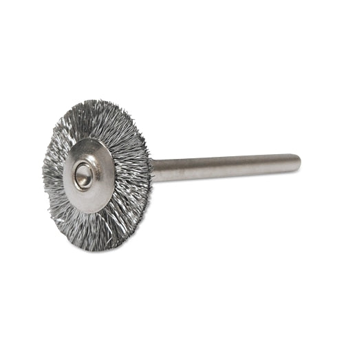 Weiler Miniature Stem-Mounted Wheel Brush, 3/4 Inches Dia., 0.005 Inches Brass Wire, 37000 Rpm - 144 per CTN - 26003