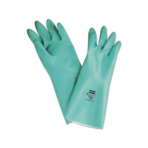 Honeywell North Nitriguard Plus Unsupported Nitrile Glove, Straight, Flocked, 9, Green - 12 per DZ - LA132G9
