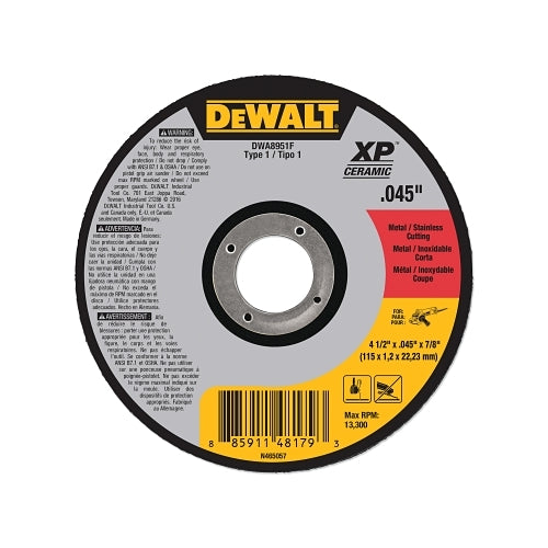 Dewalt Xp x0099  Ceramic Type 1 Metal Cutting Wheel, 4-1/2 Inches X .045 X 7/8 In - 25 per BX - DWA8951F