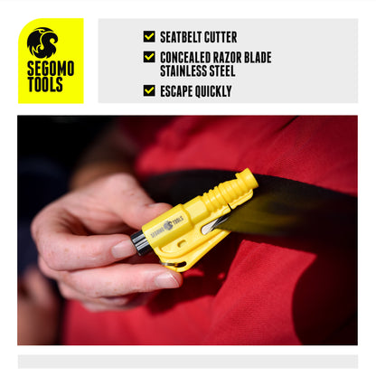 Segomo Tools 2 x Keychain Emergency Car Escape Tool Window Glass Breaker  and Seatbelt Cutter - EHKR2