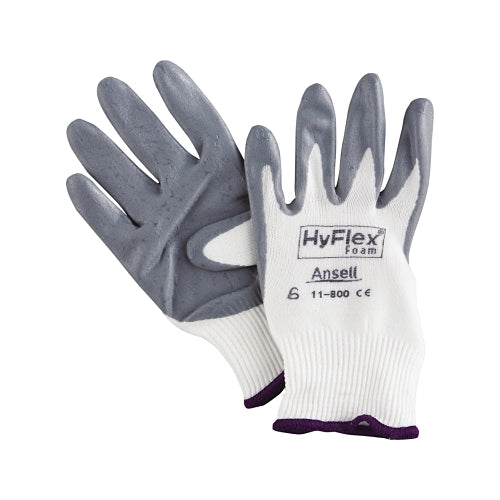 Hyflex 11-800 Nitrile Foam Palm Coated Gloves, Size 6, Gray/White - 12 per DZ - 103330