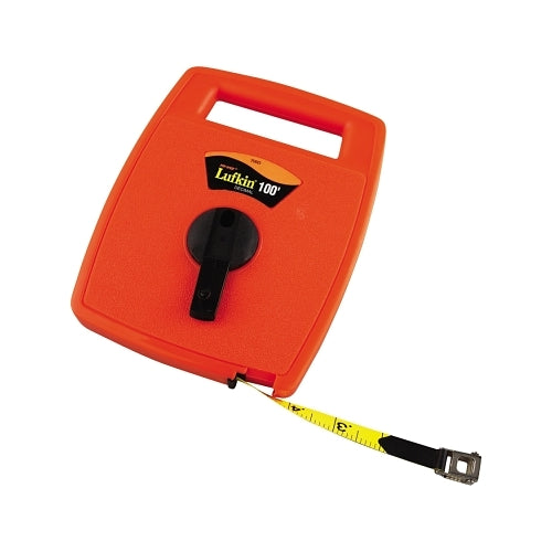 Crescent Lufkin Hi-Viz Linear Measuring Tape, 1/2 Inches X 100 Ft, Sae, Single Sided, Orange - 1 per EA - 706D