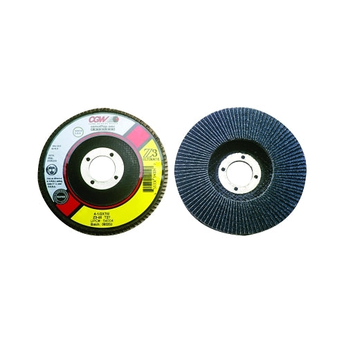 Cgw Abrasives Flap Discs, Z3 - Ultimate 100% Zirconia, 4 1/2", 40 Grit,5/8 Arbor,13300 Rpm,T27 - 10 per BX - 54012