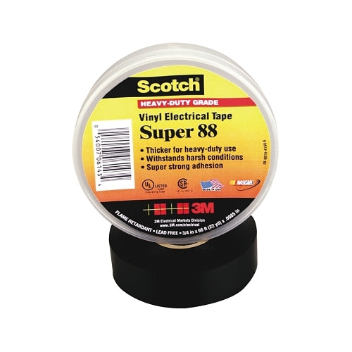 Scotch Super 88 Vinyl Electrical Tape, 1-1/2 Inches X 44 Ft, Black - 1 per RL - 7000058433
