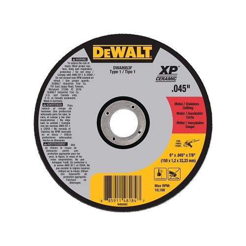 Dewalt Xp x0099 Roue de coupe en métal en céramique de type 1, 6 pouces de diamètre, 0,04 d'épaisseur, arbre 7/8 - 25 par BX - DWA8953F