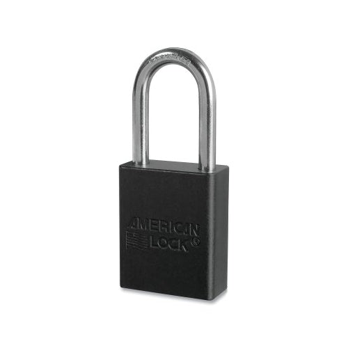 Cadenas de sécurité en aluminium anodisé American Lock, 1/4 pouces de diamètre, 1-1/2 pouces de longueur, 25/32 pouces de largeur, noir, clés différentes - 1 par EA - S1106BLK