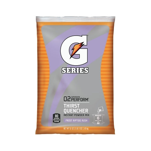 Gatorade G Series 02 Perform Thirst Quencher Instant Powder, 51 Oz, Pouch, 6 Gal Yield, Frost Riptide Rush - 14 per CA - 33672