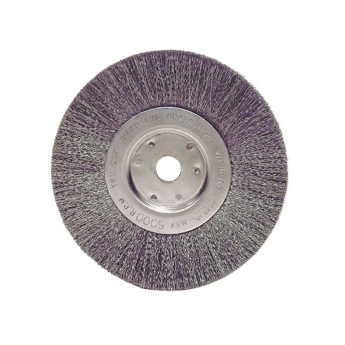 Weiler Narrow Face Crimped Wire Wheel, 6 Inches Dia X 3/4 Inches W, 0.0118 Steel Wire, 6000 Rpm - 1 per EA - 01065