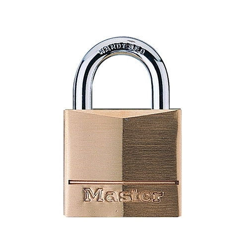 Master Lock No. 140 Solid Brass Padlock, 1/4 Inches Dia, 7/8 Inches L X 13/16 Inches W, Brass - 4 per BX - 140D