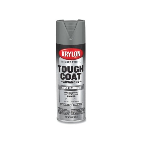 Krylon Industrial Tough Coat Advanced con pintura en aerosol con tecnología de barrera contra el óxido, 15 oz, imprimación gris, ultraplana - 6 por CA - K00829008