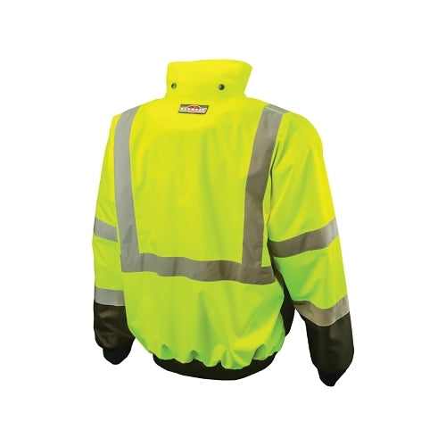 Radians Sj110B Two-In-One High Visibility Bomber Safety Jacket, 2Xl, Polyester, Green - 1 per EA - SJ110B3ZGS2X