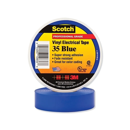 Scotch Vinyl Electrical Color Coding Tape 35, 3/4 Inches X 66 Ft, Blue - 1 per RL - 7000006095