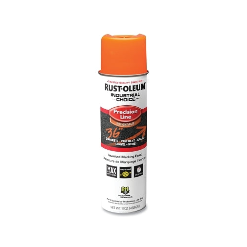 Rust-Oleum Industrial Choice M1600/M1800 System Precision-Line Inverted Marking Paint, 17 Oz, Fluorescent Orange, M1600 Solvent-Based - 12 per CA - 203027V