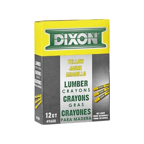 Dixon Ticonderoga Lumber Crayon, 1/2 Inches Dia X 4-1/2 Inches L, Yellow - 12 per DZ - 49600