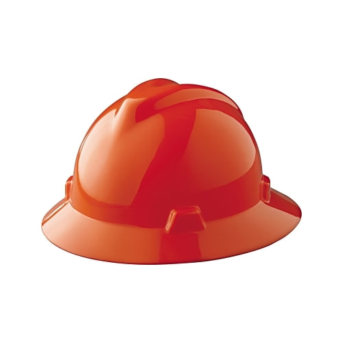 Msa V-Gard Protective Hat, Staz-On, Full-Brim Hat, Slotted, Orange - 1 per EA - 454734