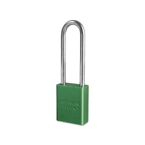 American Lock Solid Aluminum Padlocks, 1/4 Inches Dia, 3 Inches L X 3/4 Inches W, Green - 1 per EA - A1107GRN