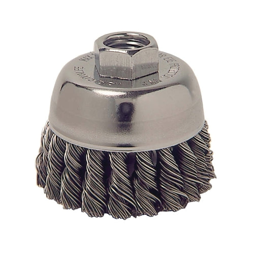 Weiler Single Row Heavy-Duty Knot Wire Cup Brush, 2-3/4 Dia, 0.014 Steel Wire, Display Pack - 1 per EA - 13025