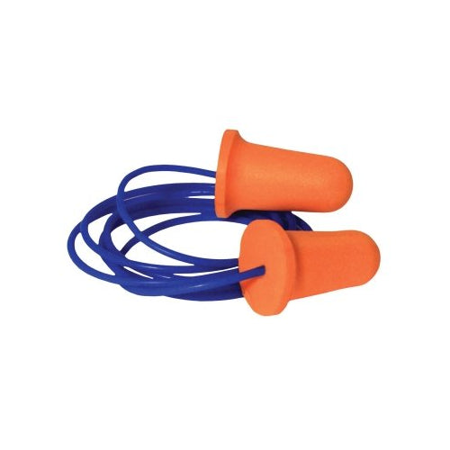 Tapón auditivo de espuma desechable Radians Deviator 33, espuma de poliuretano, naranja, con cable, 100 por caja - FP81
